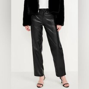 New Old Navy Woman’s High Rise Loose Faux Leather Pants in Black size 20
